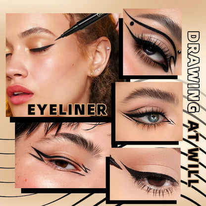 QIBEST Black Liquid Eyeliners Waterproof Long Lasting Sweatproof Quickily Drying Eyeliners Pencil Eyes Cosmetics Make up Tools