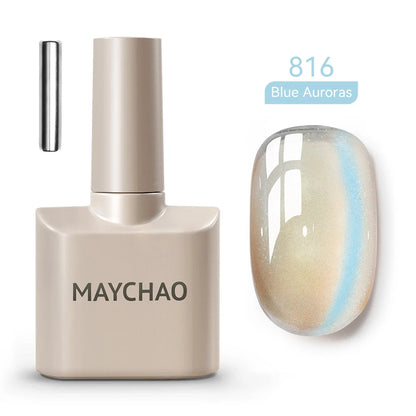 MAYCHAO 5ml Cat Eye Magnetic Gel Nail Polish Shiny Glitter Gel Lacquer Semi Permanent Soak Off UV LED Varnish Manicure Nail Art