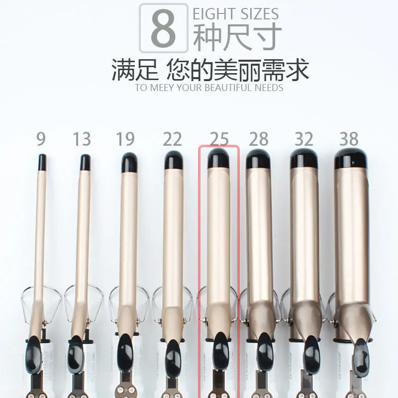 Temperature Setting Electric Hair Curler Long Curling Tong Wand 9-38mm Professional Hair Curling Iron LCD Screen