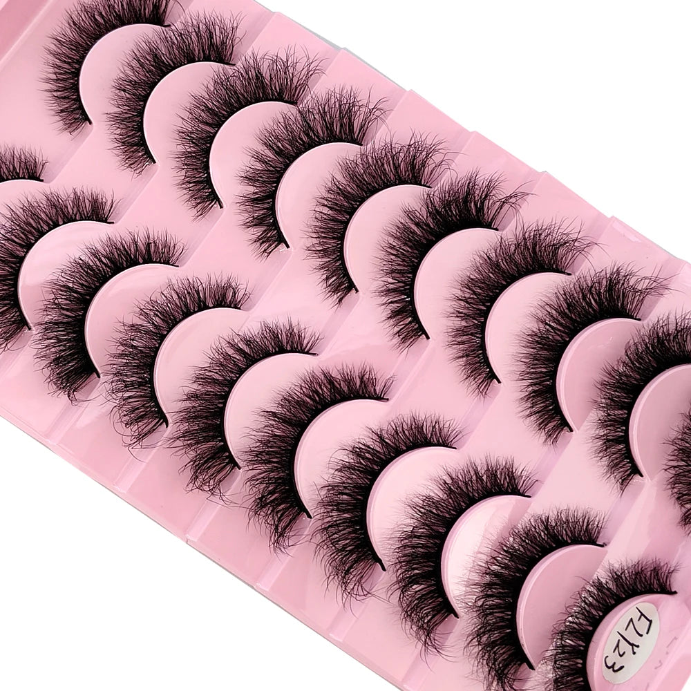 10 Pairs Faux Mink Eyelashes Handmade False Eyelashes Natural Nude Makeup Simulation Cross Messy Eye 3D Curly Eyelashes