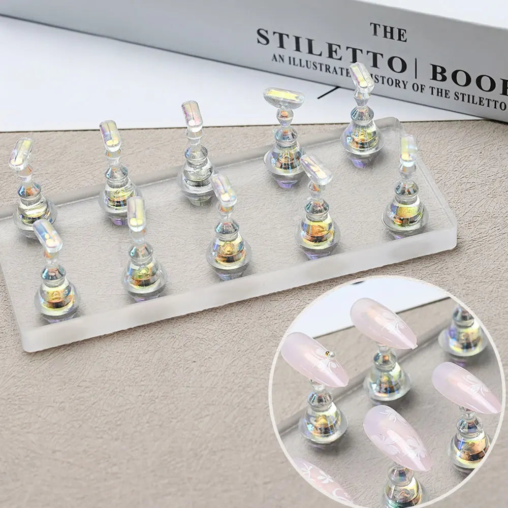 5/10pcs Transparent Aurora Nail Stand Magnetic False Nails Holder Press on Nail Display Nail Rack Acrylic Nail Training/Painting