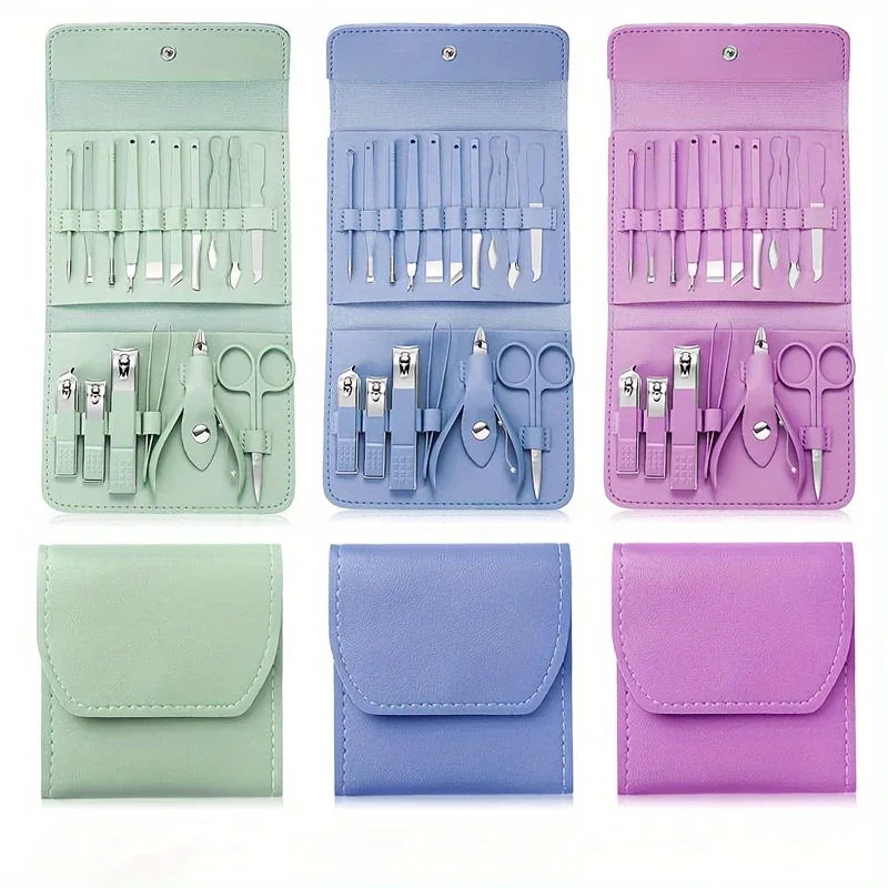 16pcs Professional Nail Clippers and Cuticle Nippers Set with Travel Case Manicure Set Pedicure Sets Nail Clippers