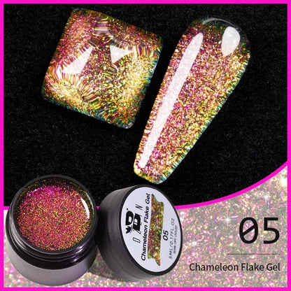 BOZLIN Chameleon Flake Gel Nail Polish Spring Color Sparkling Sequins Soak Off UV Glitter Gel Varnish Nail Art Decoration 5ML