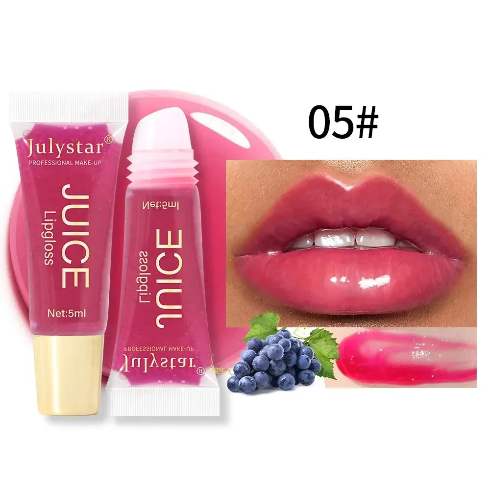 Nude Brown Plumping Lip Gloss Moisturising Fruit Lip Oil Transparent Fullness Lips Tint Soft Tube Makeup Applicator Beauty Care