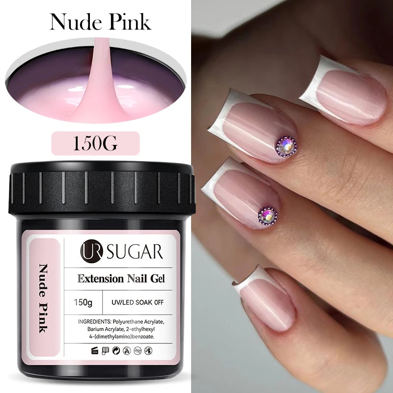 UR SUGAR 150g Quick Extension Gel  Pink Jelly Milky White Camouflage Finger French Hard Gel UV LED Gel Nail Art Design Manicure