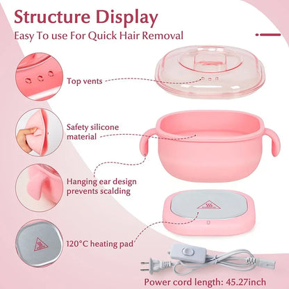 Foldable Wax Heater Hair Removal Wax Machine Portable Silicone Wax Warmer 400ML SPA Body Epilator Paraffin Wax Pot for Travel