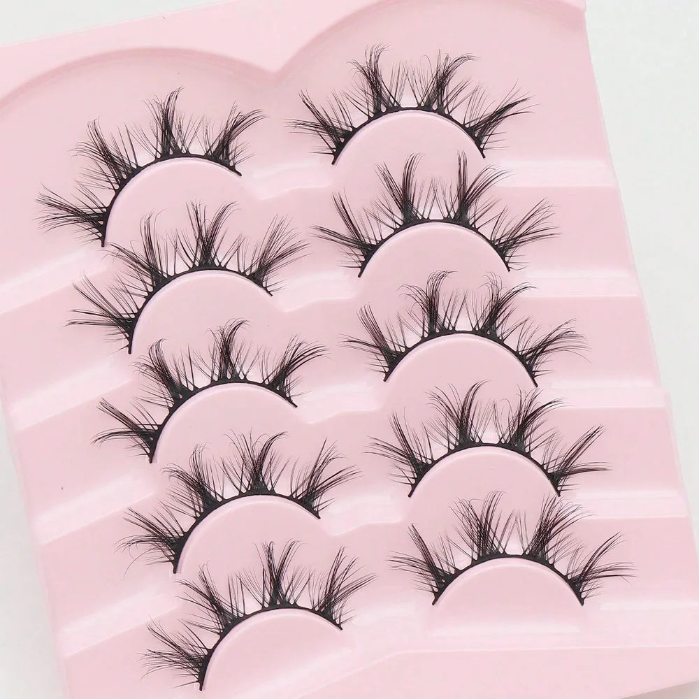 5 Pairs Cat Eye Lashes Faux Mink Eyelashes Winged End Eye Elongated Eyelashes Natural long Manga Lashes Fake Lashes Makeup