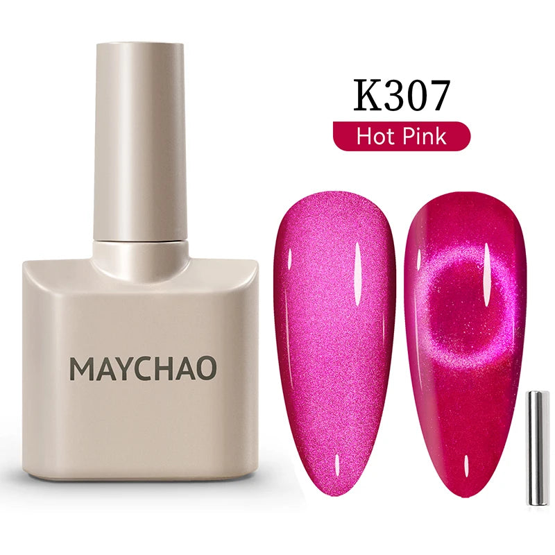 MAYCHAO 5ml Cat Eye Magnetic Gel Nail Polish Shiny Glitter Gel Lacquer Semi Permanent Soak Off UV LED Varnish Manicure Nail Art