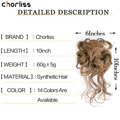 Chorliss Synthetic Claw Chignon Women Messy Curly Fluffy Hair Bun Clip In Ponytail Hair Extensions Natural False Hairpieces