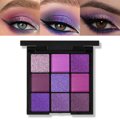 Luxurious Purple Eyeshadow Palette 9 Color Matte and Shimmering violet Eye Makeup for Creating Smoky or Natural Looks Cosmetic