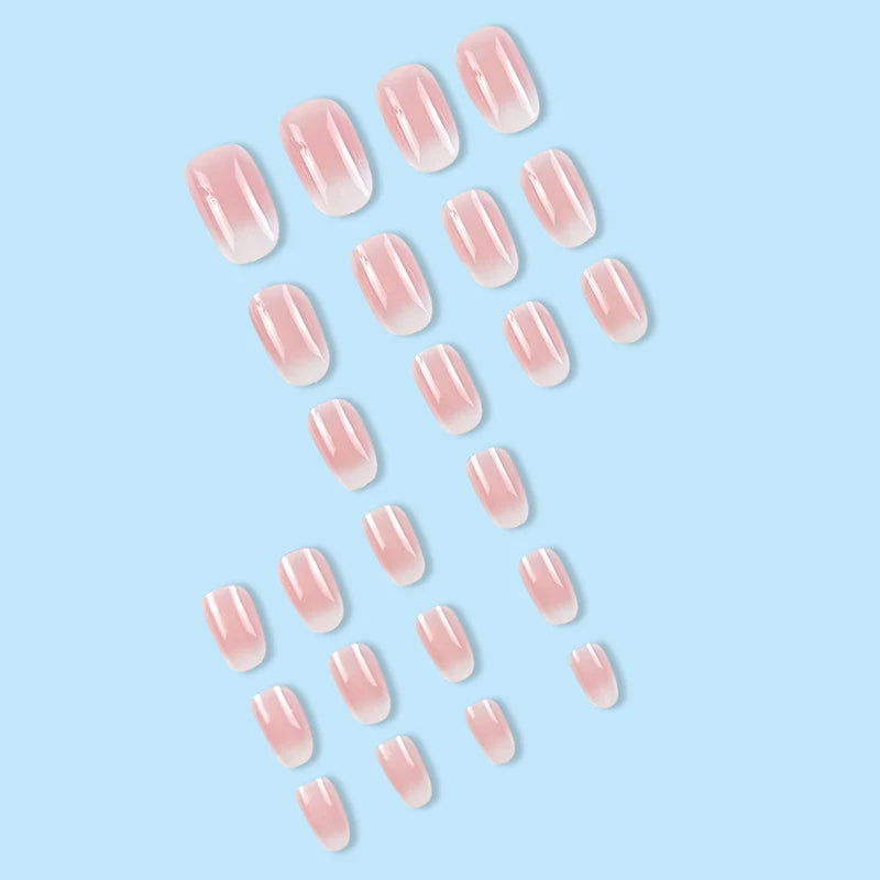 24Pcs Oval Short Pink Press on Nails Simple Ombre Spring False Nail for Sweet Sassy Cool Women&Girl Removable Wearable Nail Art