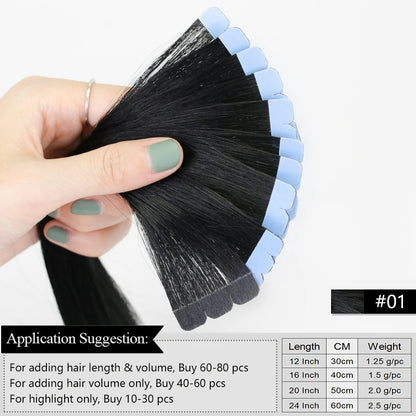 Mini Tape Hair Extensions Human Hair Natural Tape in Hair Extentions 3x0.8cm Invisible Tape 10pcs/pack For Side Hair