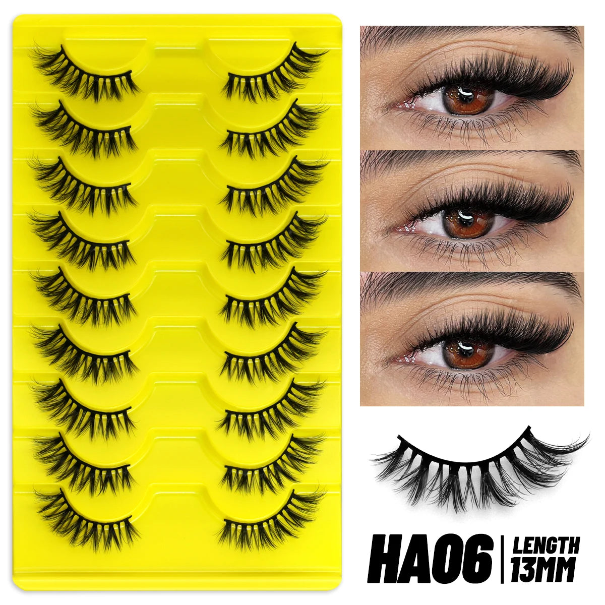 GROINNEYA Half Fake Eyelashes Half Lashes Soft Natural Cat Eye Lashes Natural Look nvisible Band Eyeashe Fluffy Eyelashes