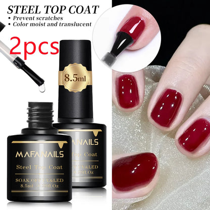 2PCS 8.5ml Base Coat & Top Coat Gel Nail Polish Set - Long Lasting Soak Off LED Nail Lamp Gel Base Top Coat Finish Nail Varnish