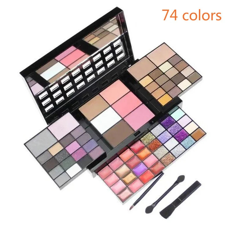 40/74/78 Colors Pearlescent fine Glitter Eyeshadow Palette Matte Waterproof Long Lasting Pressed Powder Cosmetics Women MakeUp