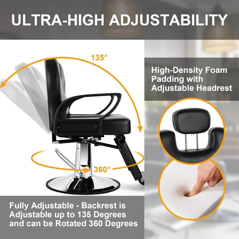 Salon Chair for Hair Stylist, 360 Degree Rotating Barber Chair with Heavy Duty Hydraulic Pump, Spa Beauty Equipment