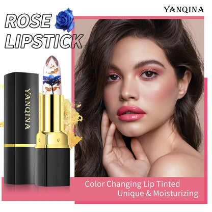 Flower Jelly Lipstick Temperature Change Moisturizer Flower Lip Stick Long Lasting Lip Balm Magic Color Change Lipstick Makeup