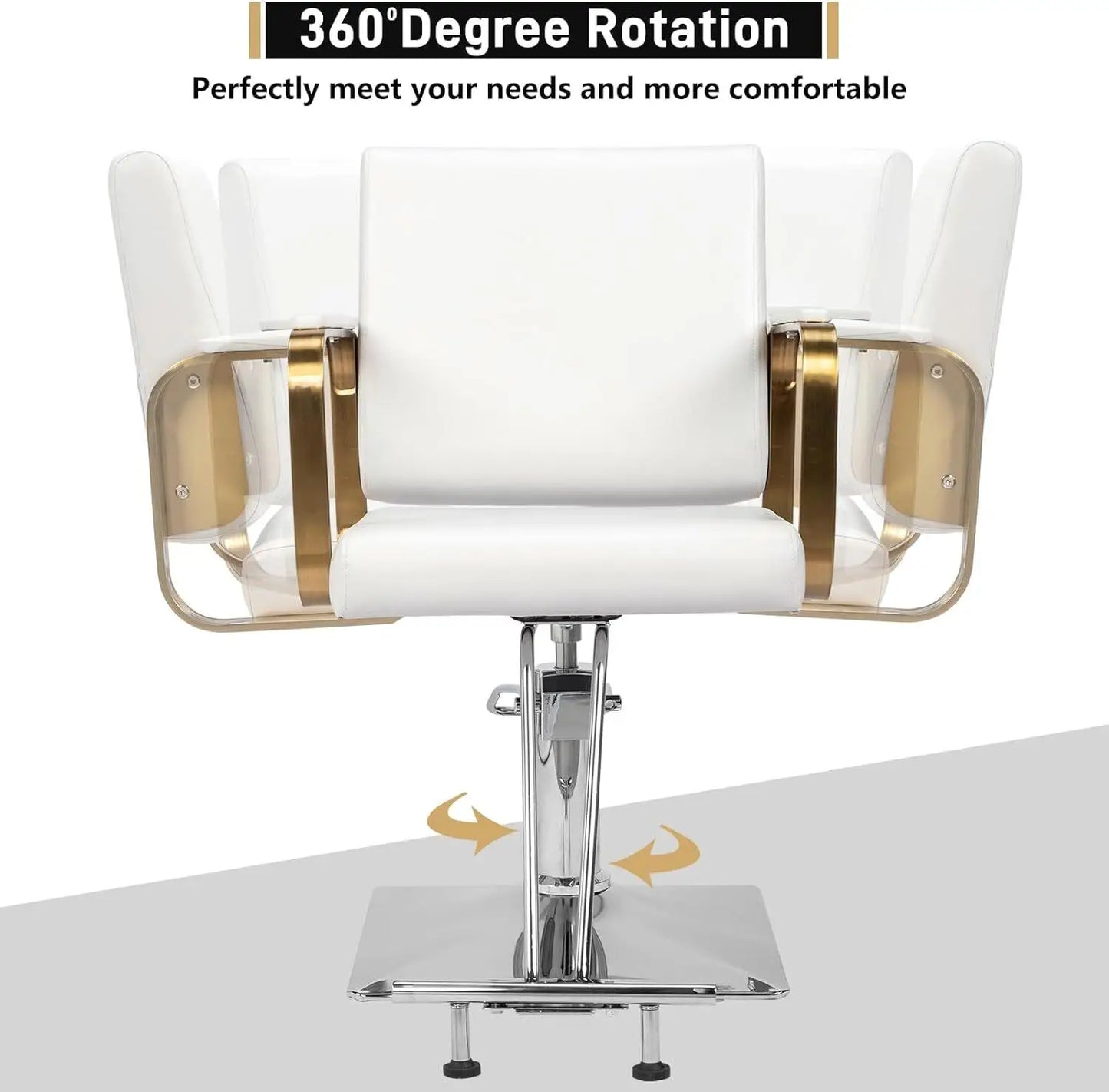 Adjustable 360° Swivel Salon Chair for Hair Stylists, Heavy Duty Hydraulic for barber Chair - Max Load 330 lbs (White)