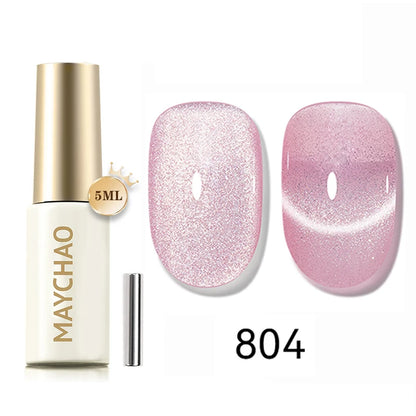 MAYCHAO 5ml Cat Eye Magnetic Gel Nail Polish Shiny Glitter Gel Lacquer Semi Permanent Soak Off UV LED Varnish Manicure Nail Art