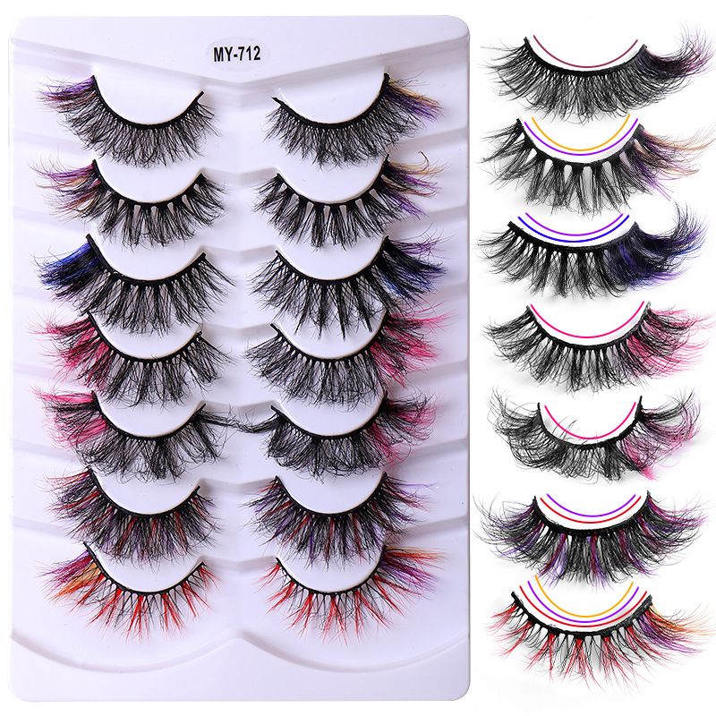 7 Pairs Color High Imitation Mink Hair False Eyelashes