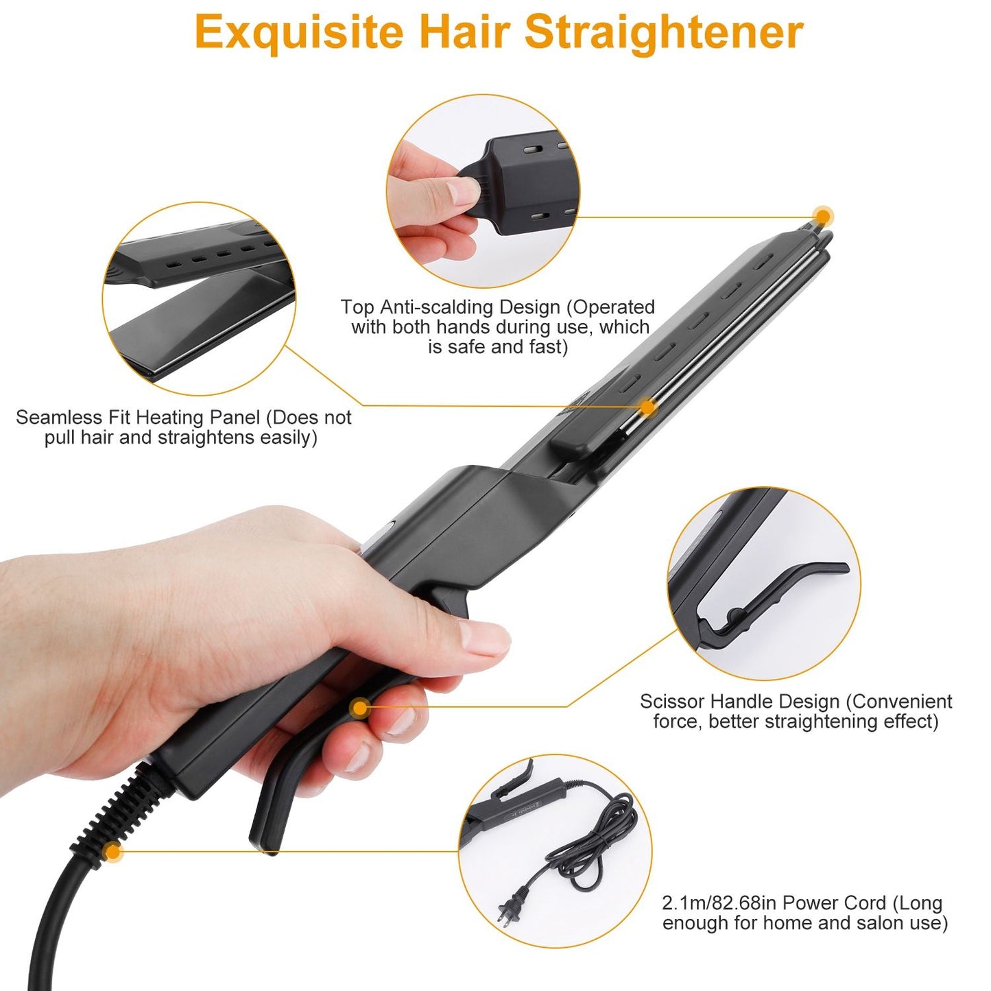 Electric Hair Straightener 4 Temperature Scissor Ceramic Flat Iron Wet Dry Use Bangs Splint Glider Hair Clip Straightener