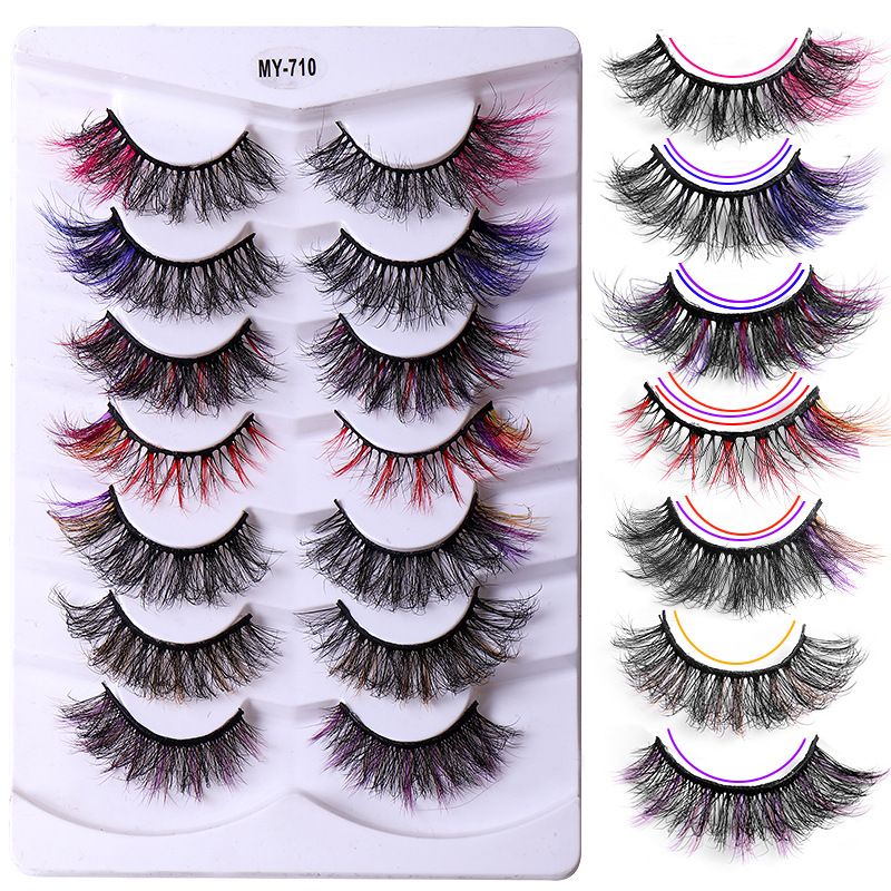 7 Pairs Color High Imitation Mink Hair False Eyelashes